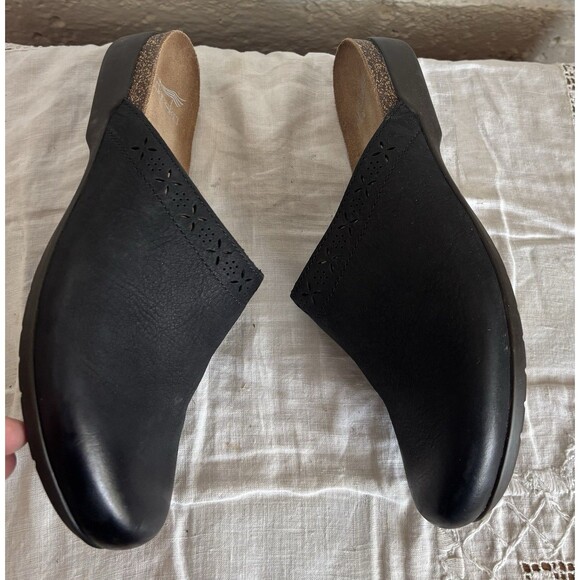 Dansko Women Robbie Clogs Sz 37 US 7 Black Nubuck Leather Slip On Comfort Shoe - Picture 4 of 10